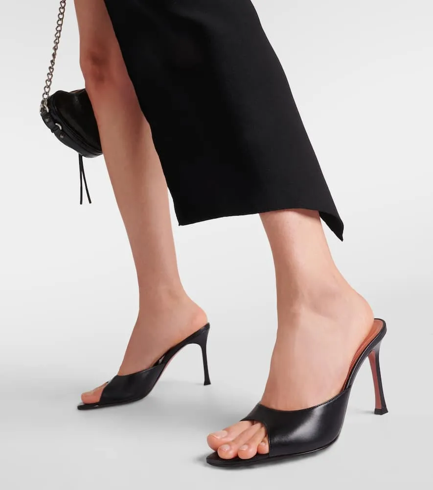 Amina Muaddi Alexa 90 leather mules
