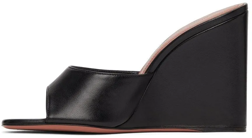 Amina Muaddi Black Lupita Wedge Heeled Sandals