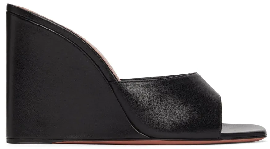 Amina Muaddi Black Lupita Wedge Heeled Sandals