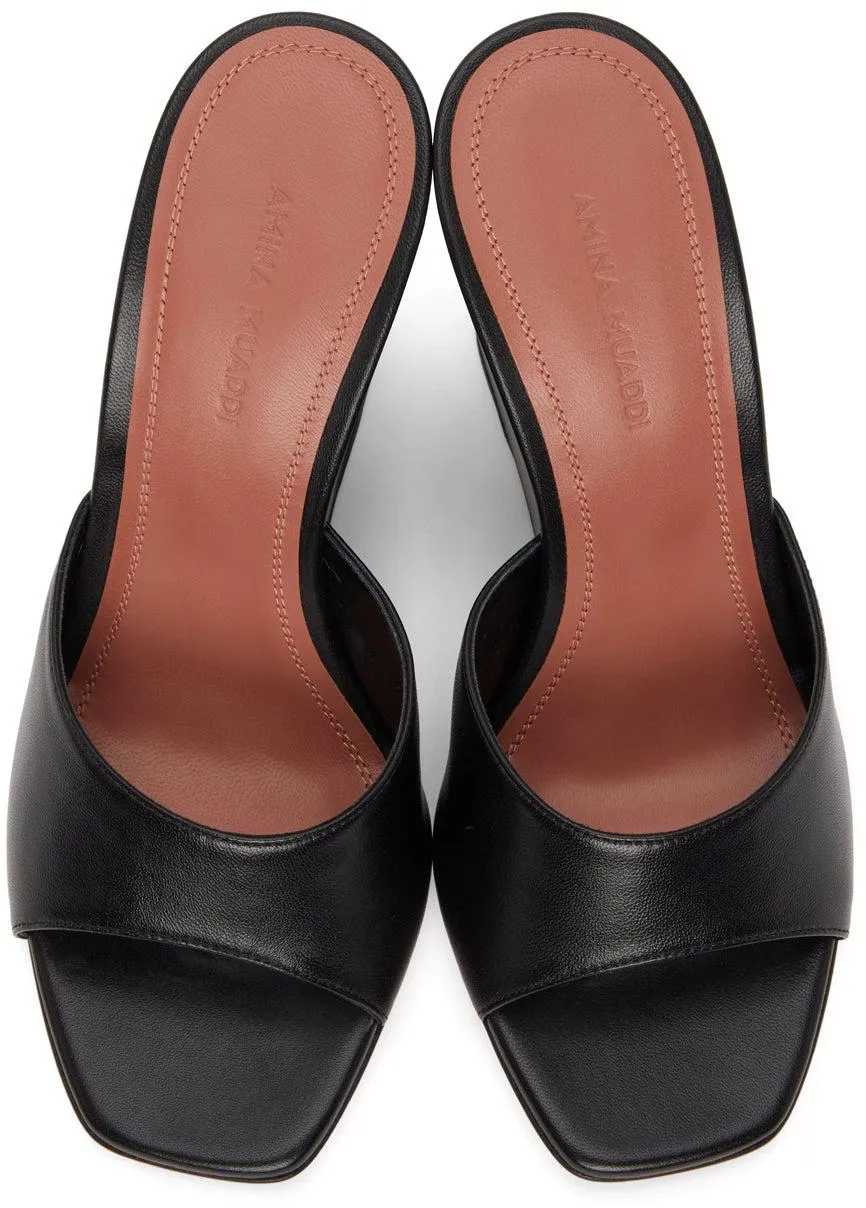 Amina Muaddi Black Lupita Wedge Heeled Sandals