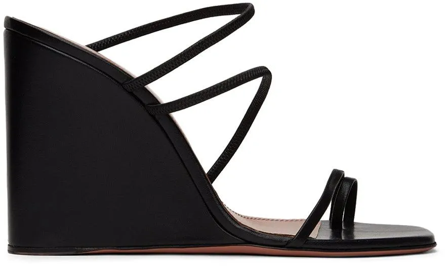 Amina Muaddi Black Naima Wedge Heeled Sandals