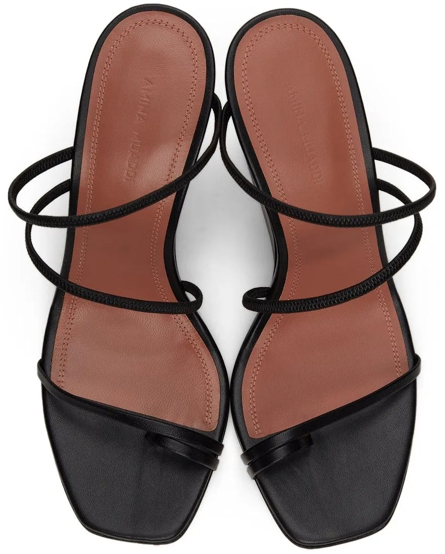 Amina Muaddi Black Naima Wedge Heeled Sandals