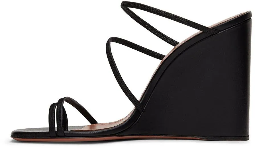 Amina Muaddi Black Naima Wedge Heeled Sandals