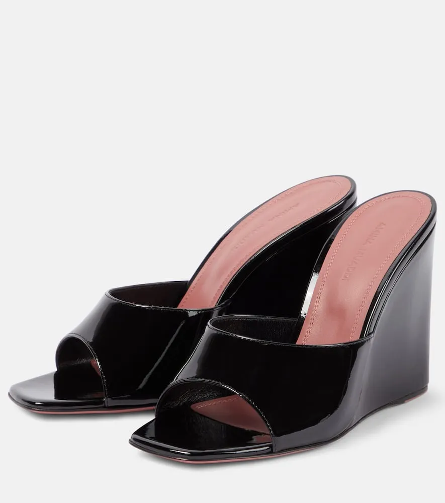 Amina Muaddi Lupita patent leather wedge mules