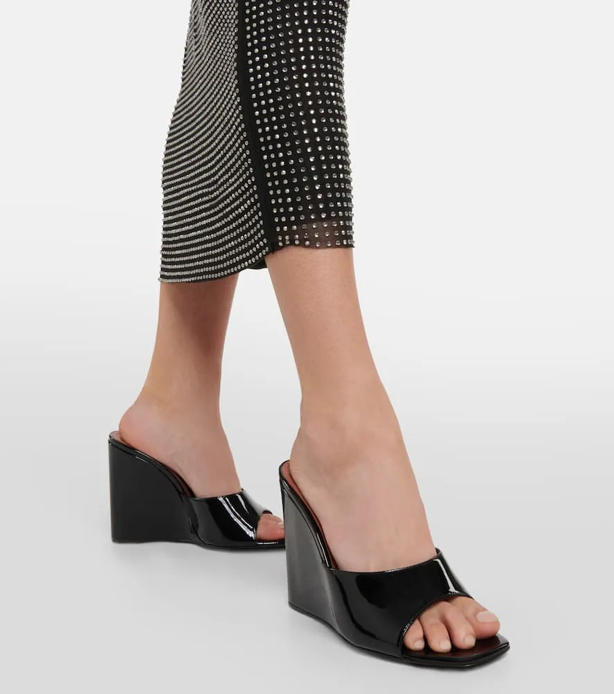 Amina Muaddi Lupita patent leather wedge mules