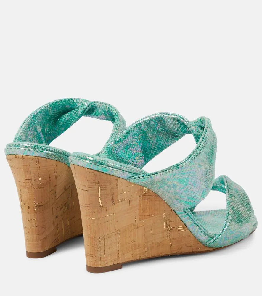 Aquazzura Twist metallic leather wedge mules