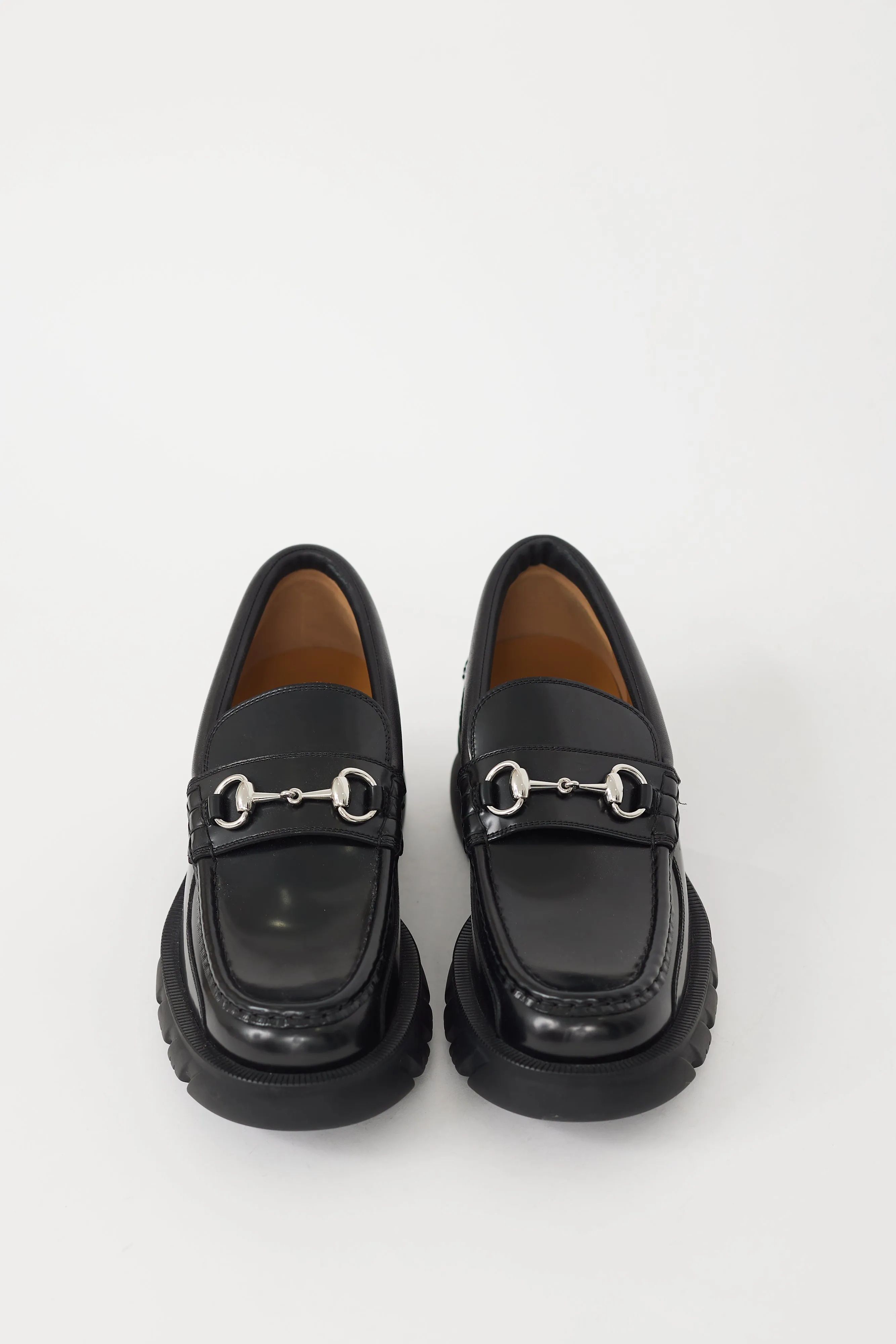 Black & Silver Leather Romance Platform Loafer
