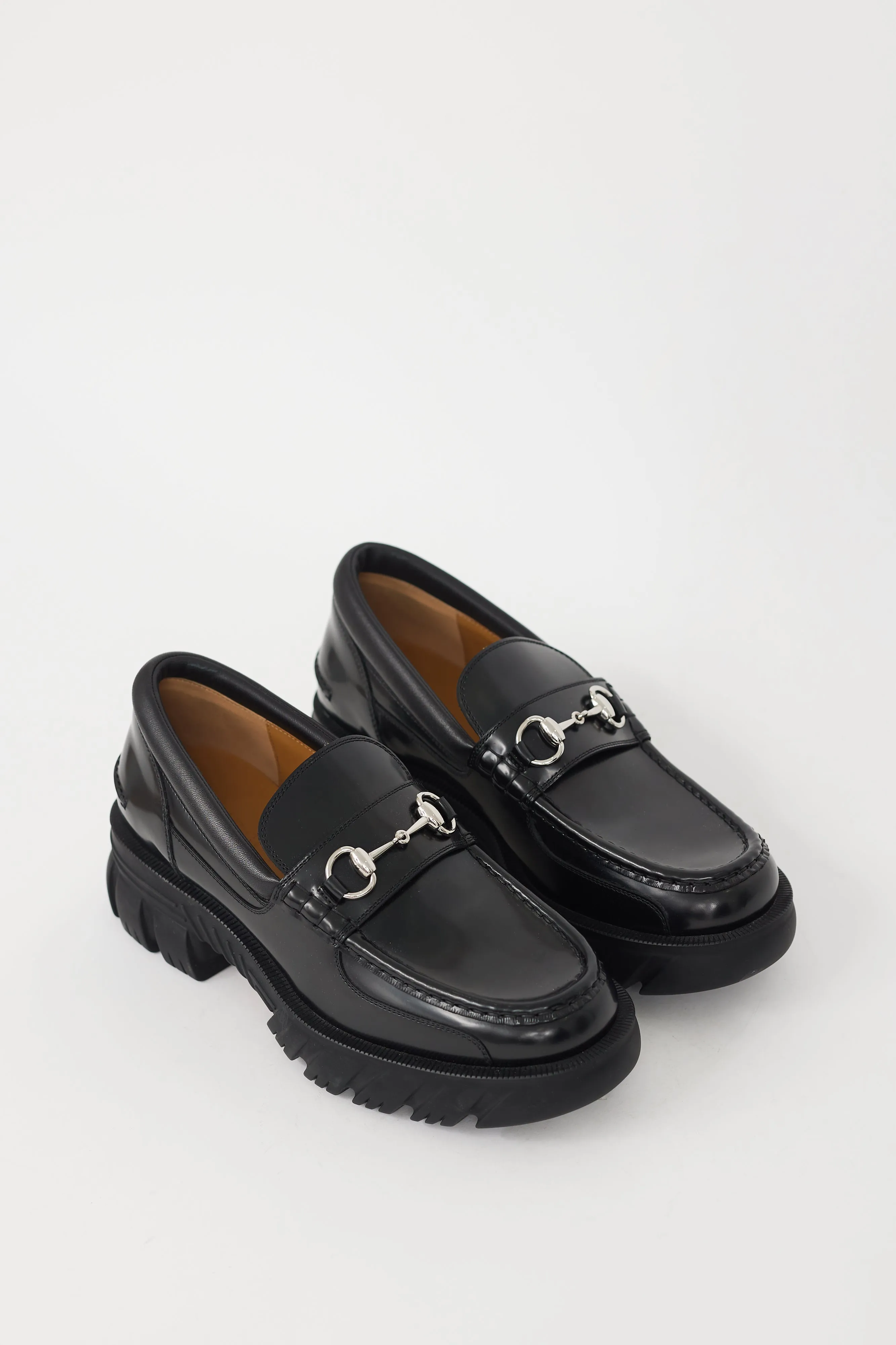 Black & Silver Leather Romance Platform Loafer