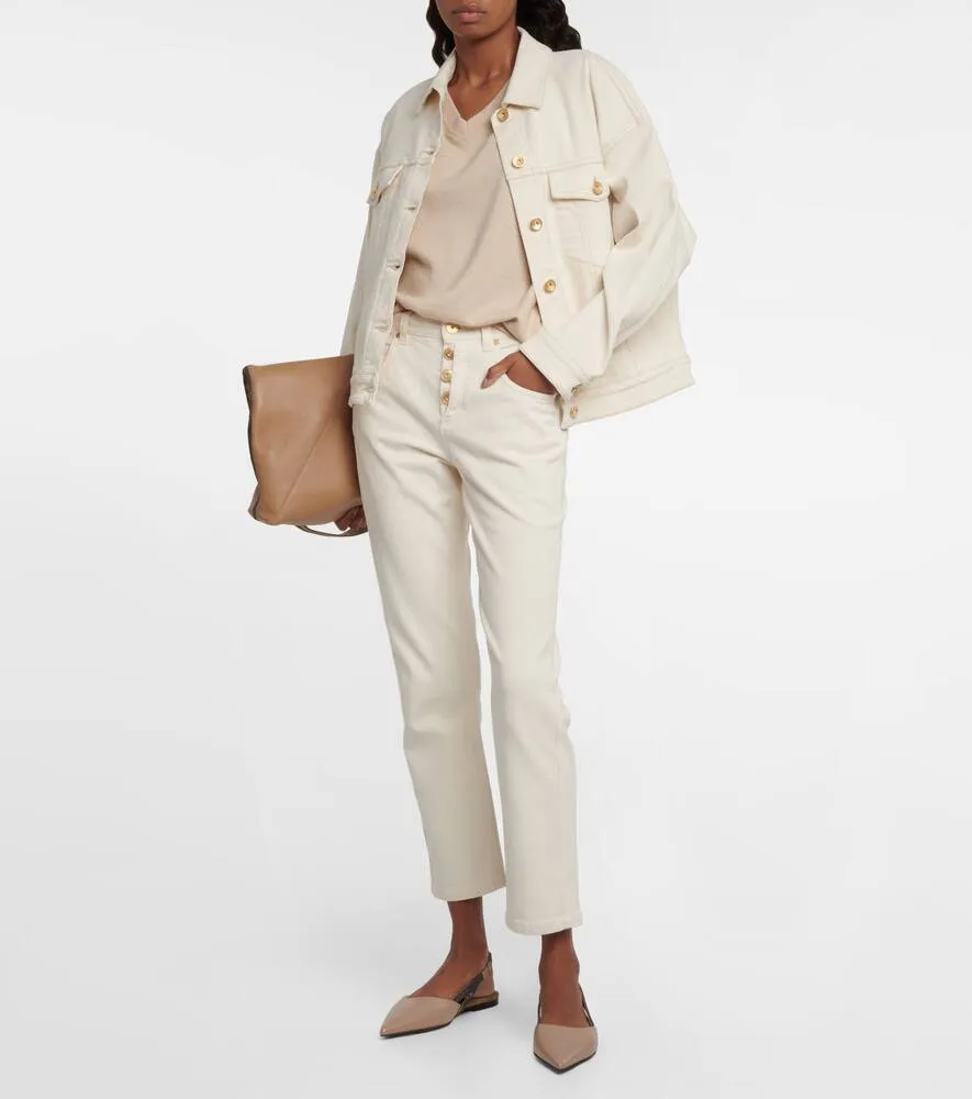 Brunello Cucinelli Embellished leather slingback flats