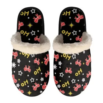Christmas Print on Demand Artwork Women's Fur Lined House Slippers