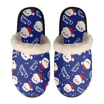 Christmas Print on Demand Artwork Women's Fur Lined House Slippers