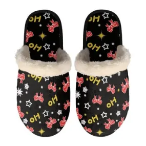 Christmas Print on Demand Artwork Women's Fur Lined House Slippers