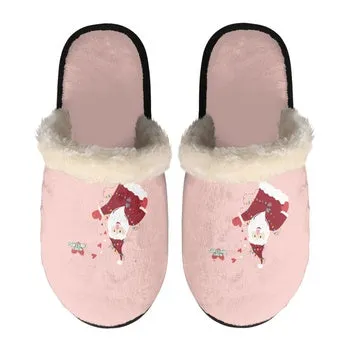 Christmas Print on Demand Artwork Women's Fur Lined House Slippers