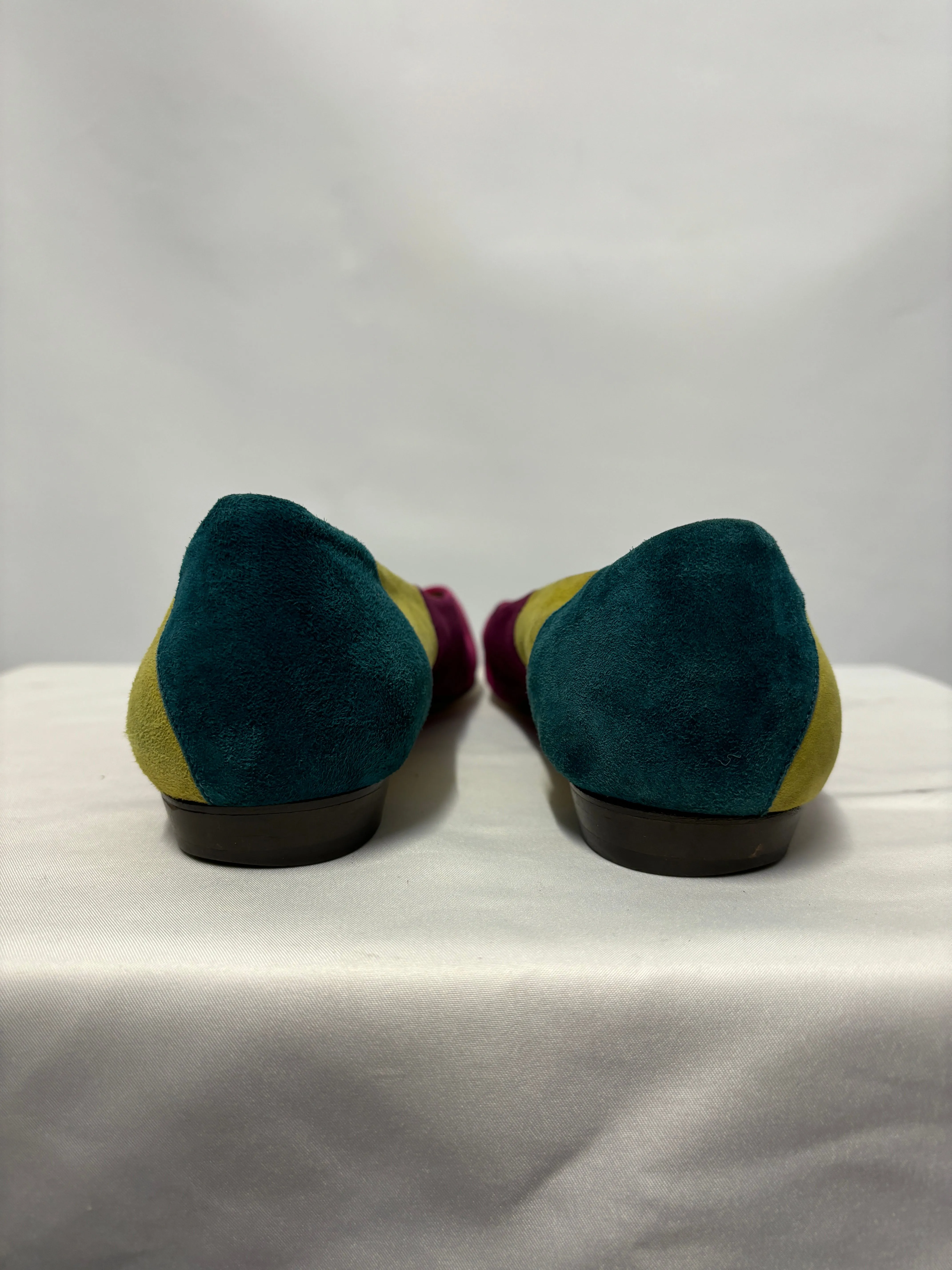 Coach Carlyn Multicoloured Vintage Striped Suede Pointed Flats US 8