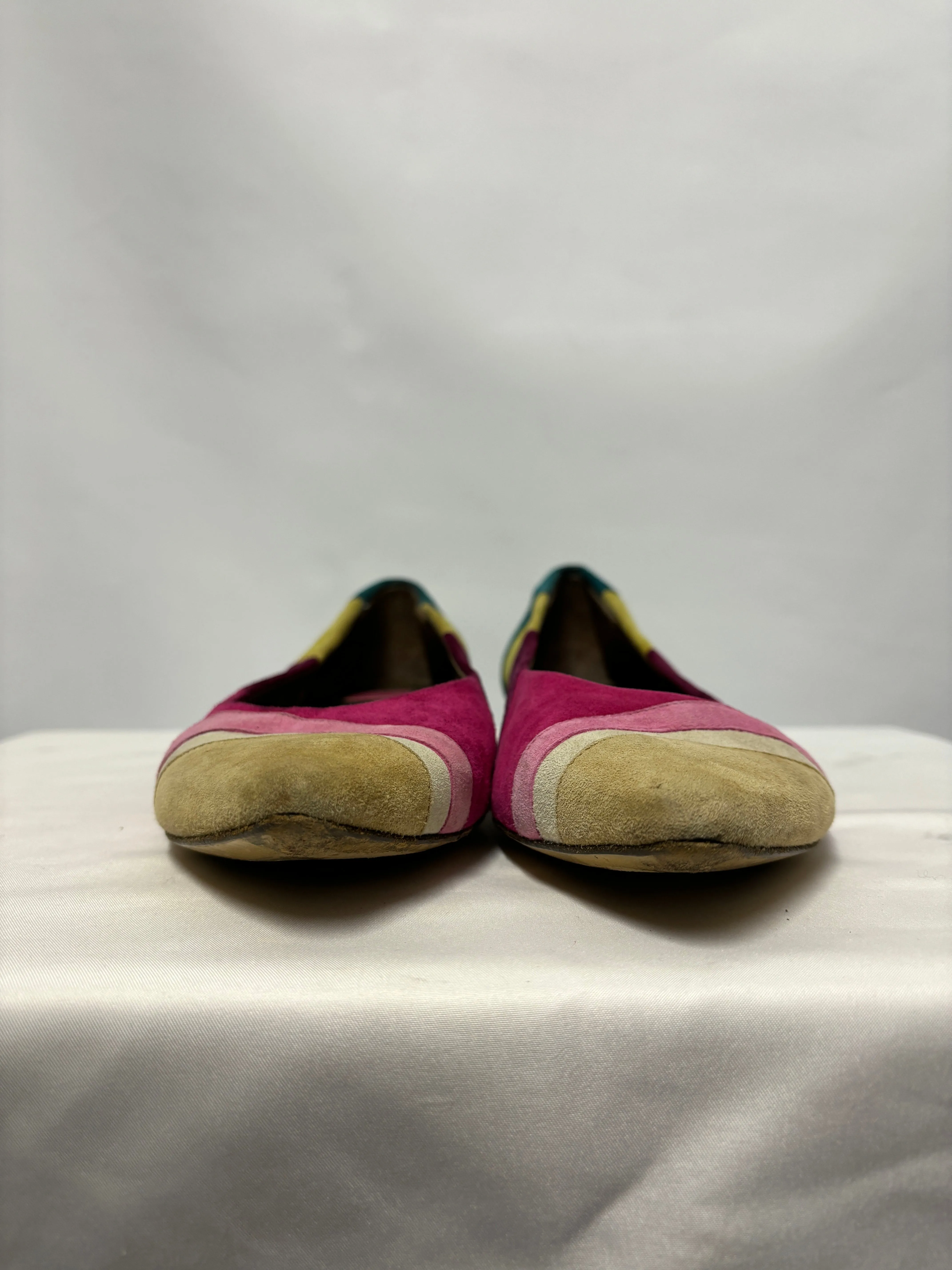 Coach Carlyn Multicoloured Vintage Striped Suede Pointed Flats US 8