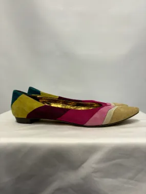 Coach Carlyn Multicoloured Vintage Striped Suede Pointed Flats US 8