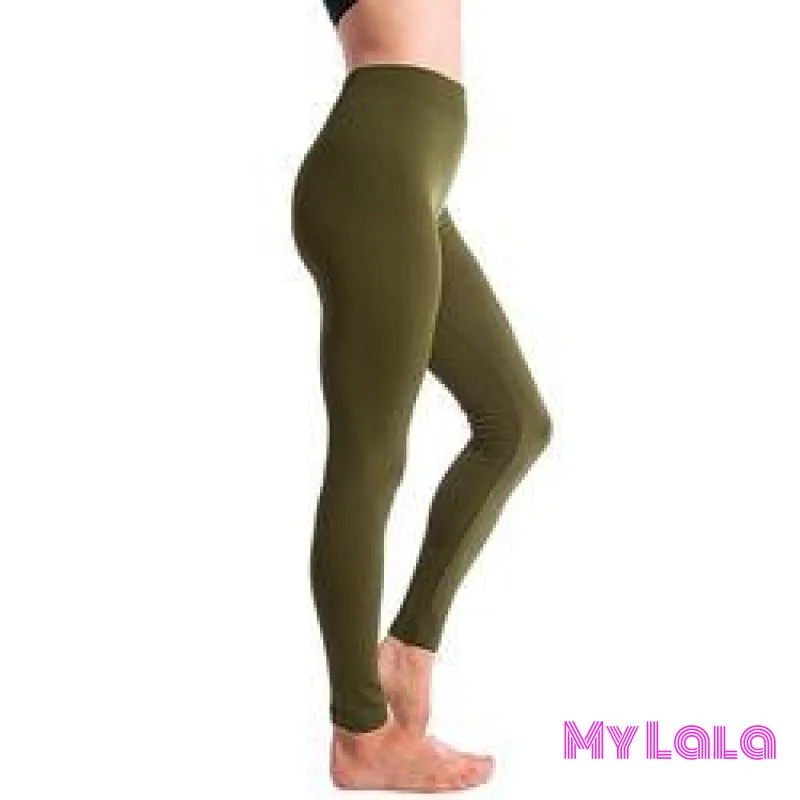 High Waisted Fleece Lined OS  (Olive)