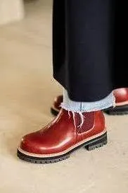 Leather Chelsi Boot in Black or Red by Aqua Diva