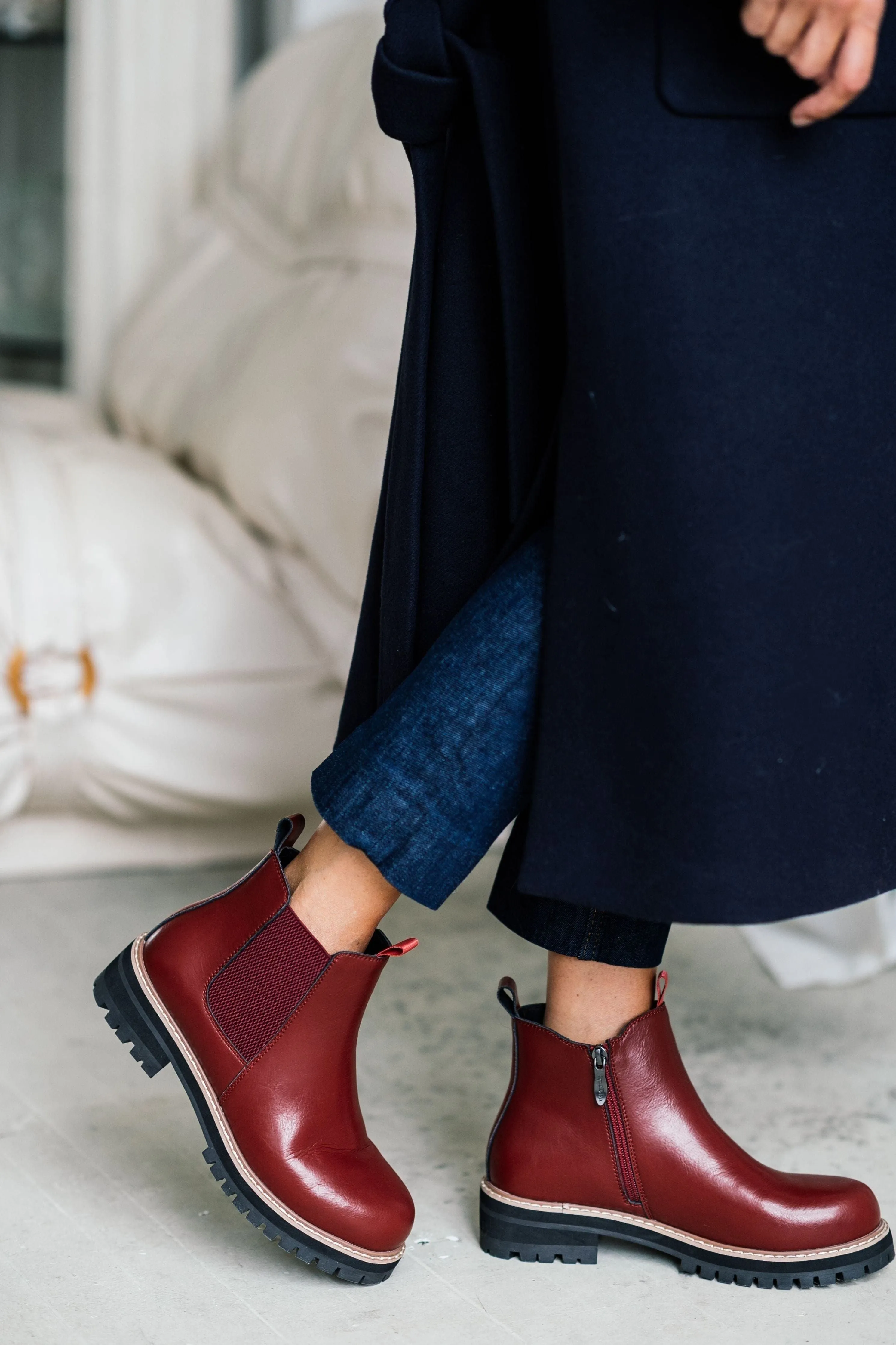 Leather Chelsi Boot in Black or Red by Aqua Diva