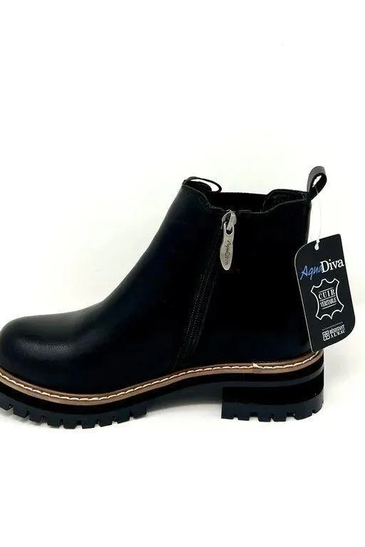 Leather Chelsi Boot in Black or Red by Aqua Diva