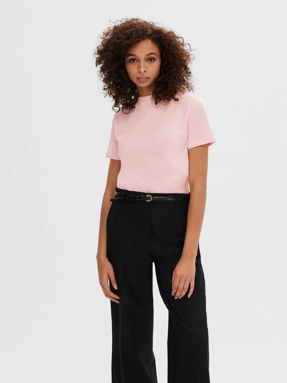Myessential Ss O-Neck Tee - Cradle Pink