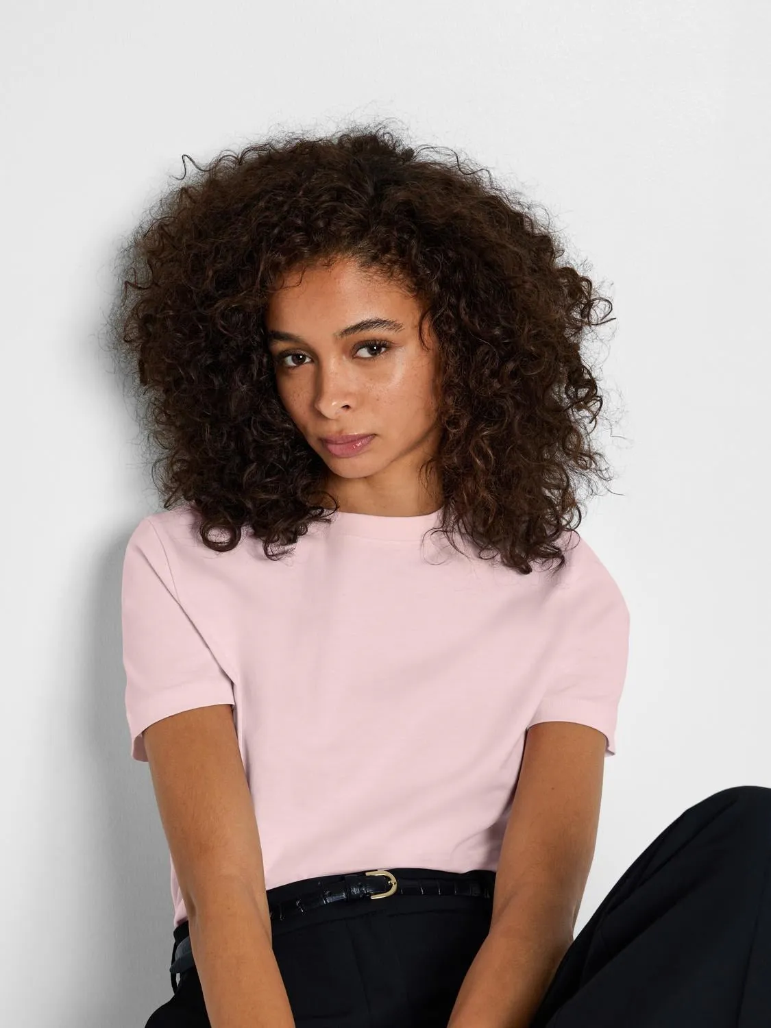 Myessential Ss O-Neck Tee - Cradle Pink