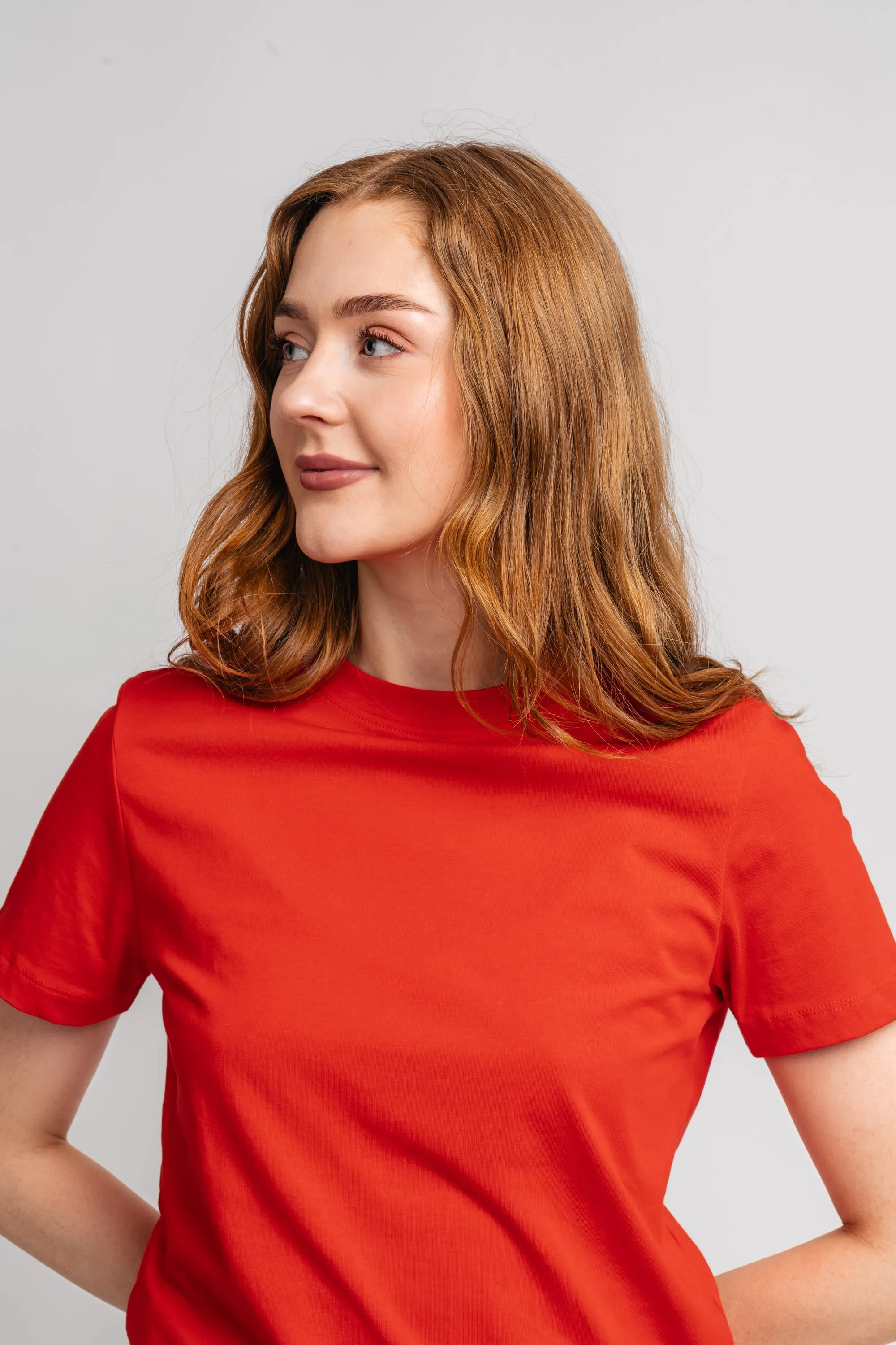 Myessential Ss O-Neck Tee - Flame Scarlet
