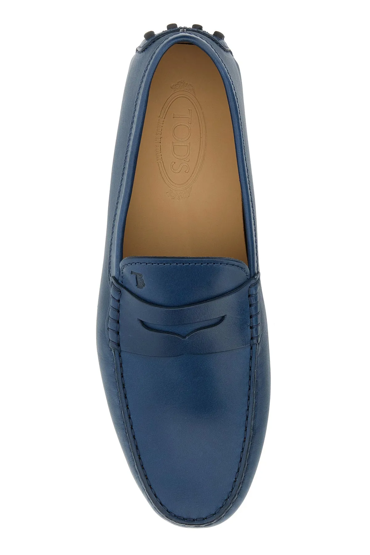 Navy blue leather loafers
