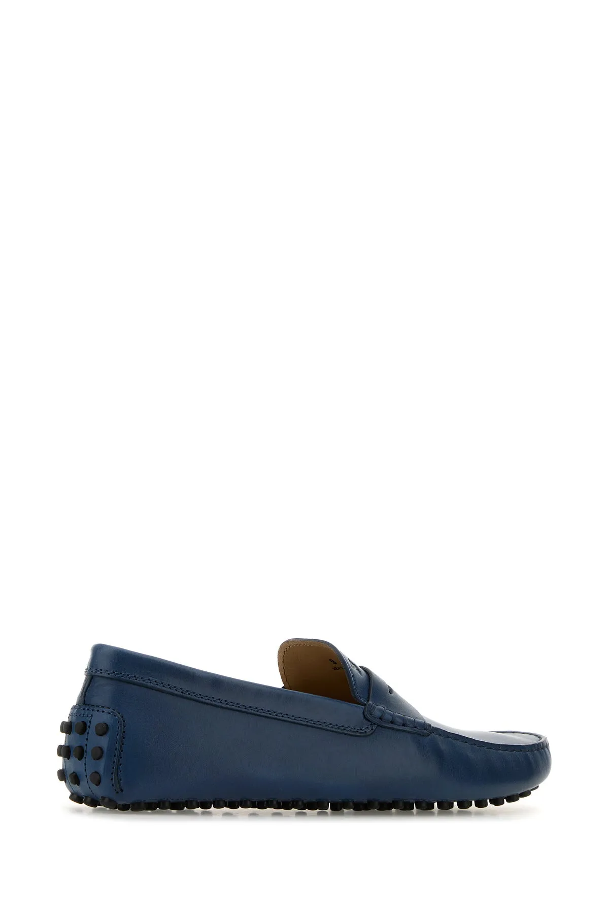 Navy blue leather loafers