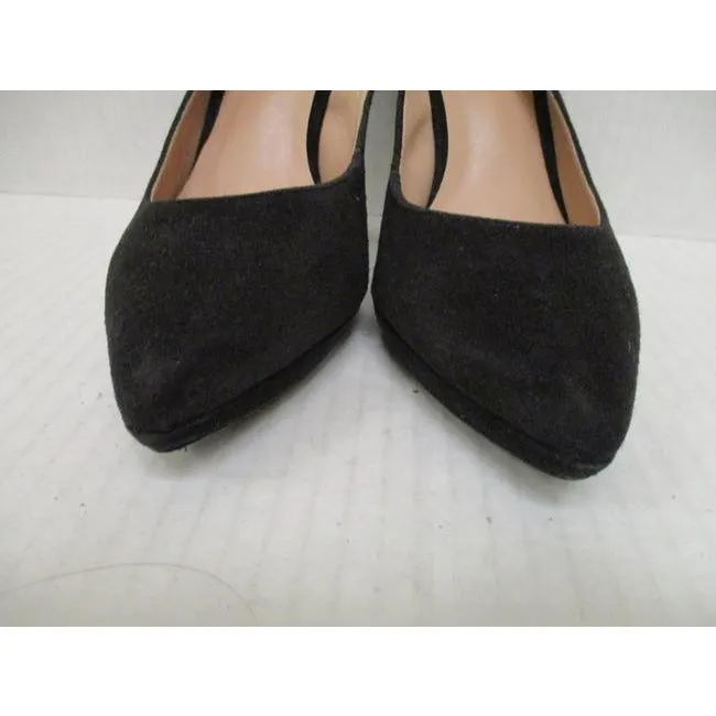 Pour La Victoire Black Suede Pointed Toe Slingback Sandal Pumps Size Us