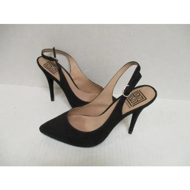 Pour La Victoire Black Suede Pointed Toe Slingback Sandal Pumps Size Us