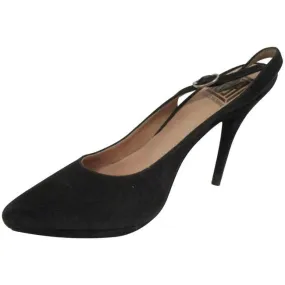 Pour La Victoire Black Suede Pointed Toe Slingback Sandal Pumps Size Us