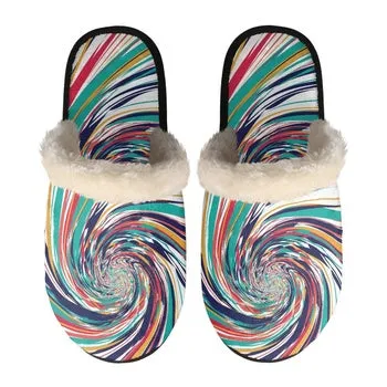 Psychedelic Print on Demand Artwork Women's Fur Lined House Slippers